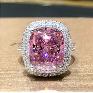 Exquisite Pink Diamond CZ Wedding Bridal Party Ring Glamorous NEW IN GIFT BOX 💎